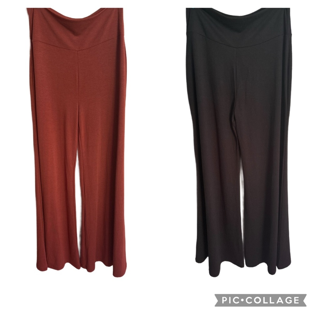 Lot of 2 Jill Alexander Soft Wide-Leg Pants - Rust and Black Both Size M